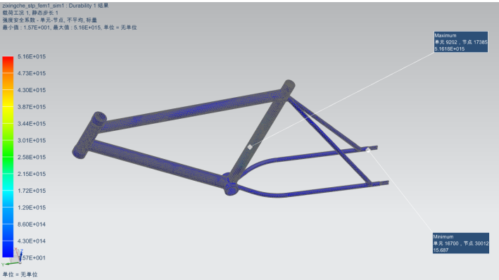 一种自行车车架的结构设计和有限元仿真（UG三维+CAD图纸+有限元分析）